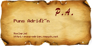 Puns Adrián névjegykártya